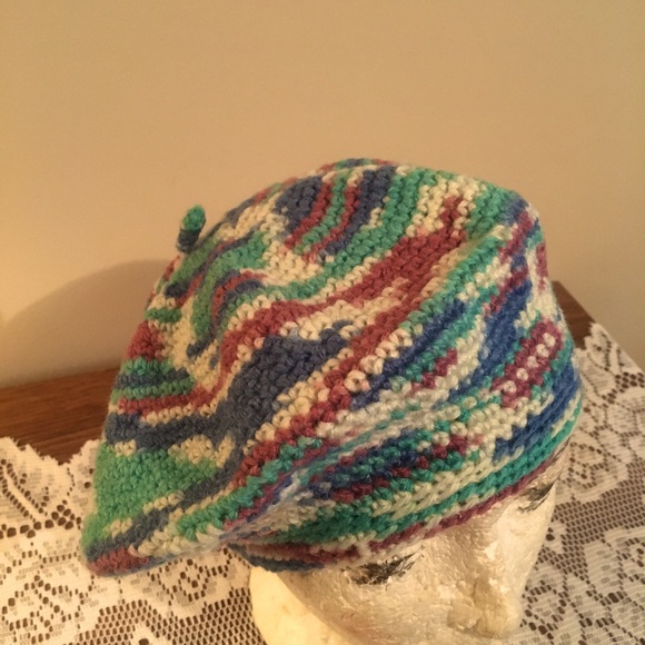 Multi Colour Hand Crochet Beret - Picture 4 of 6